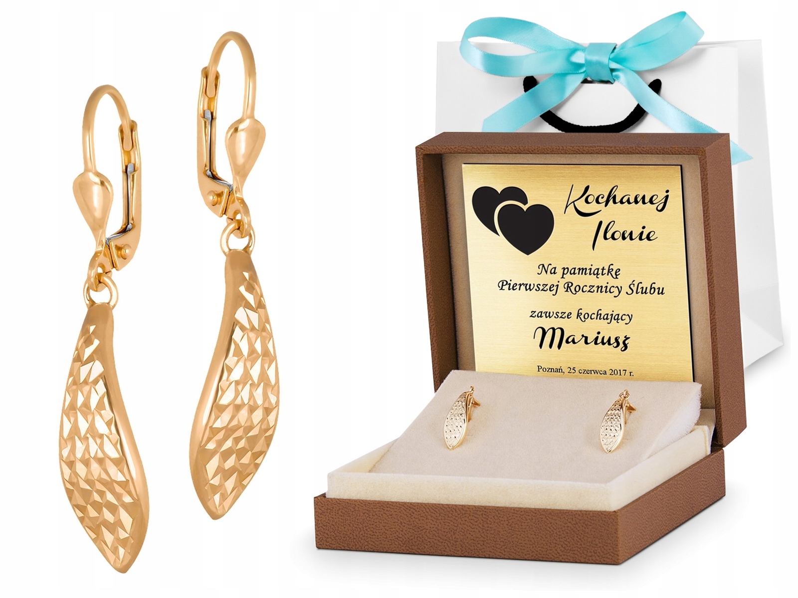 

Złote Kolczyki Angielskie 333 Prezent Grawer