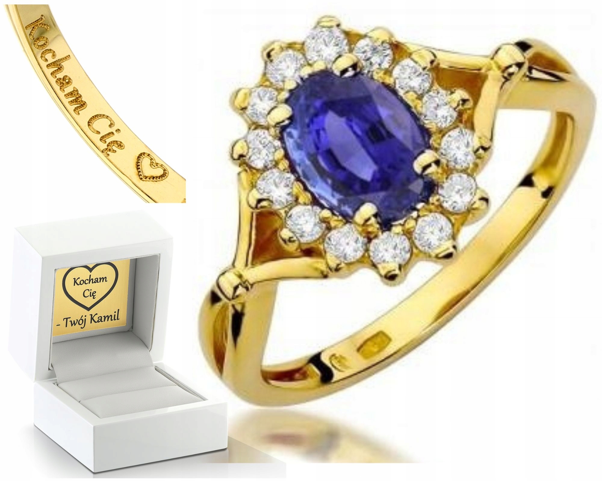 Zlatý Prstýnek S Tanzanitem A Briliantovým Gravírování 585