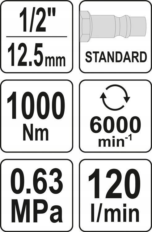KLUCZ PNEUMATYCZNY 1/2' 1000NM Rodzaj klucz udarowy