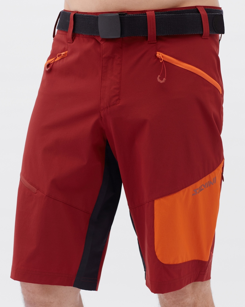 Pánské Mtb kraťasy Silvini Rango Pro vínová/oranžová 3XL