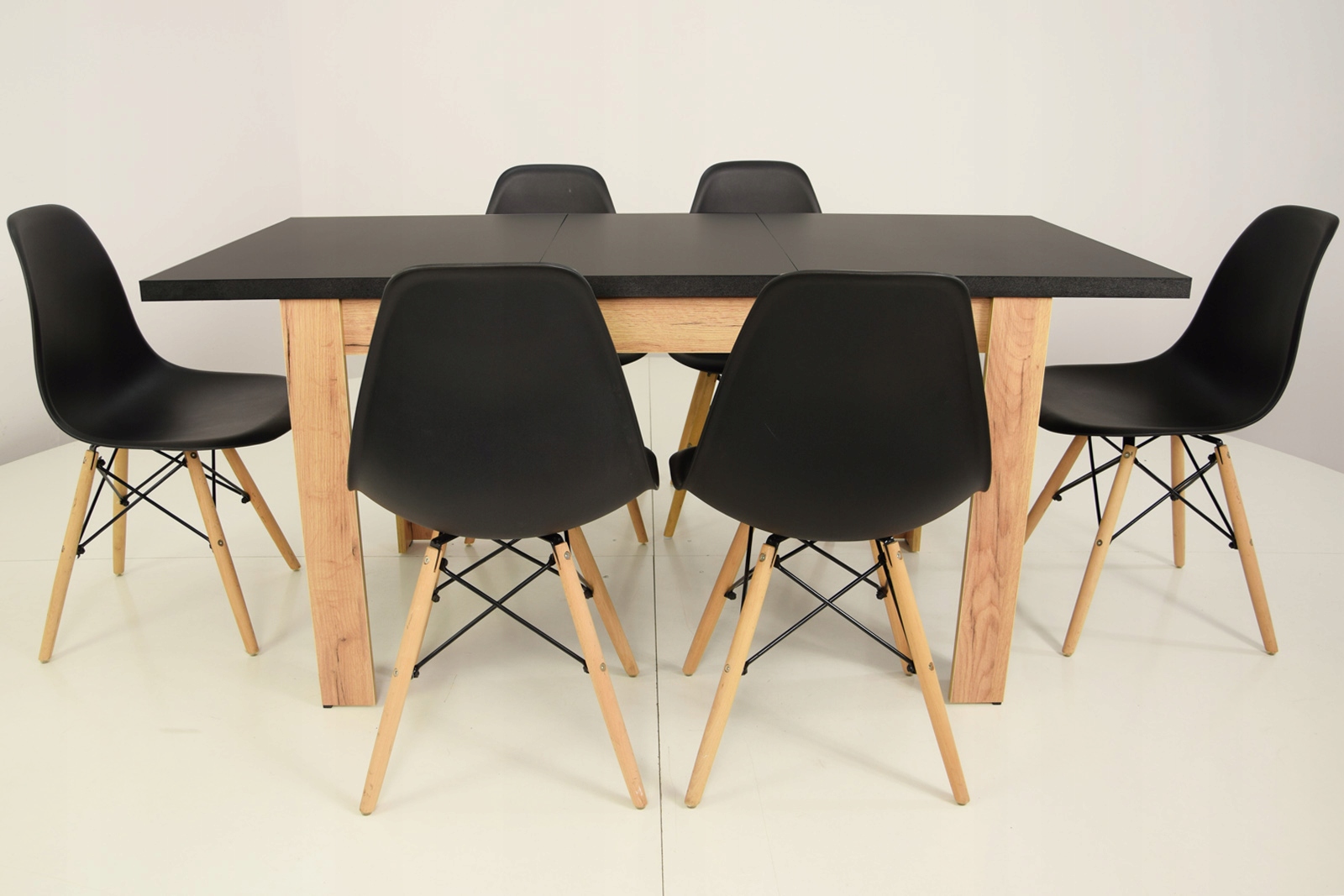 Skandynawski zestaw stół 80x120/160 plus 6 krzeseł Marka Sigma