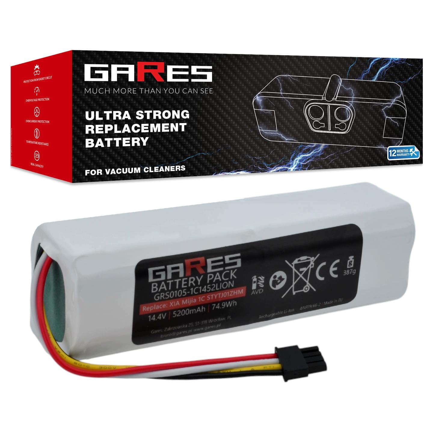 Akumulátor Baterie Gares pro Dreame Bot Z10 Pro 14,4V 5,2Ah