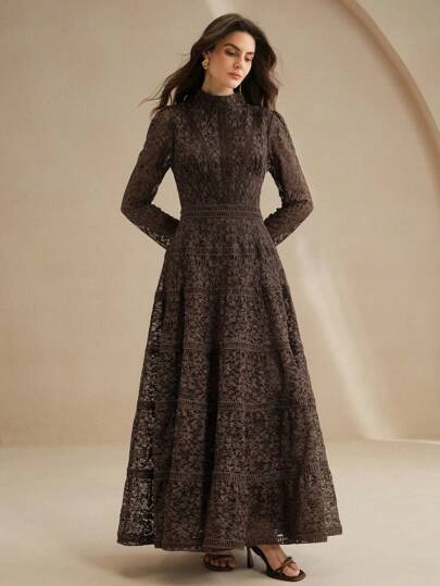 Anewsta Hnědá Šaty Maxi (XL)