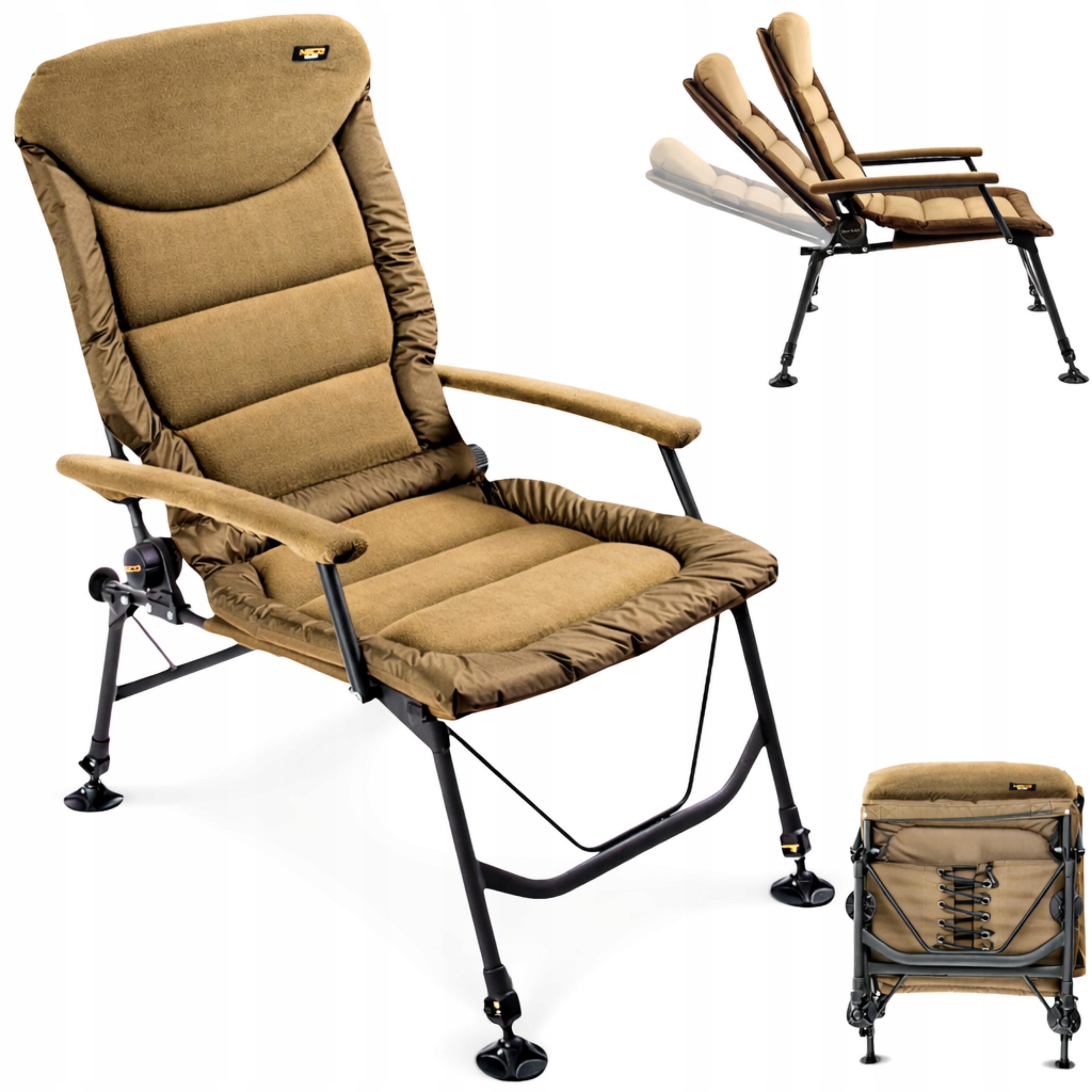 Fotel Wędkarski Karpiowy Duży Wysoki Regulowany Komfortowy Neco 84715