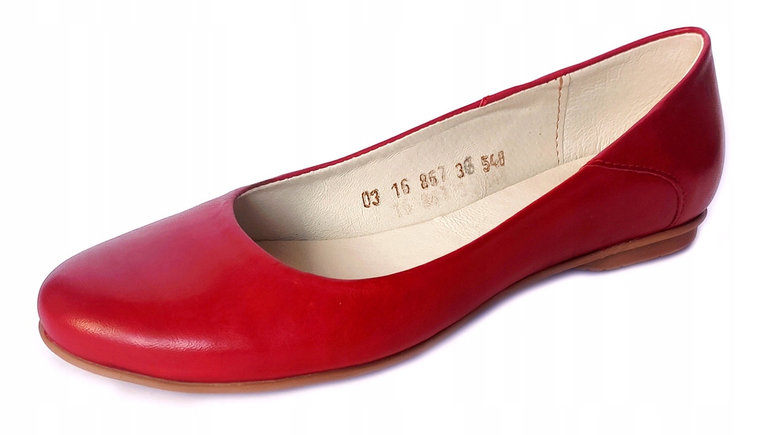 Baleriny skórzane Dolce Pietro skóra naturaln czerwone balerinki półbuty 36