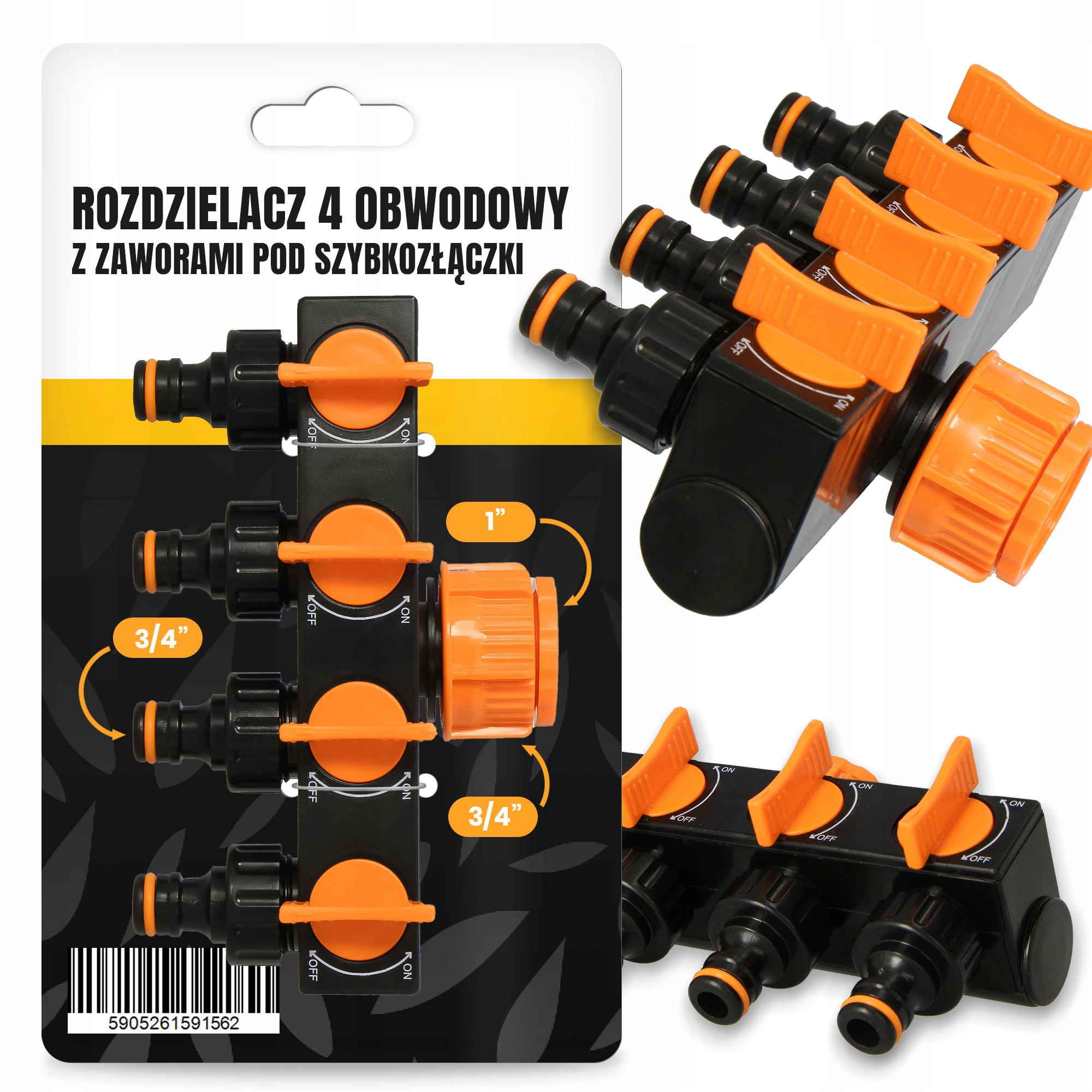 

Rozdzielacz Ogrodowy Na Kran 4-Drożny Z Zaworami