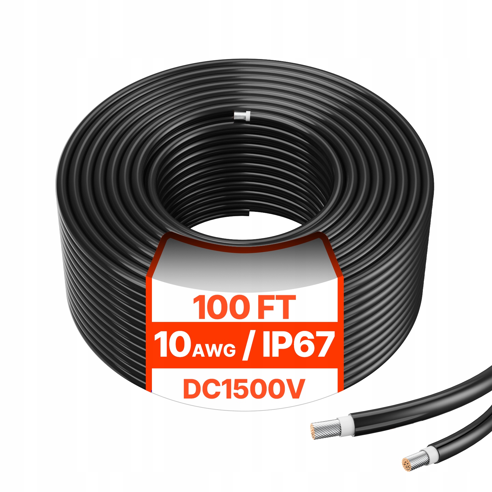 Vevor Solárny Kábel 30.48 M 6 MM2 10AWG IP67 Vodotesný Prémiový Pvc Kábel