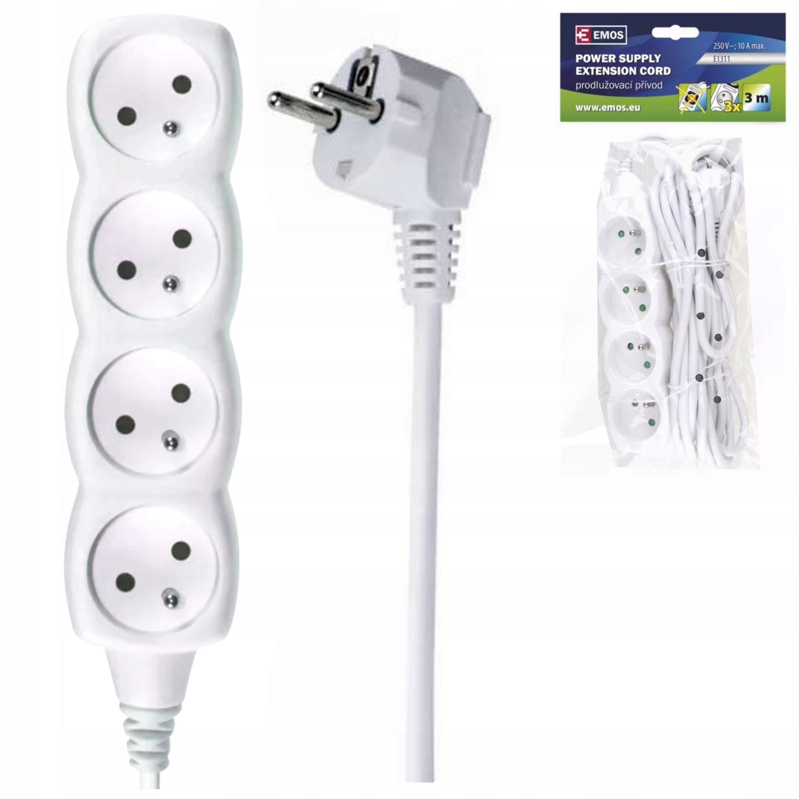 

Przedłużacz kabel 4-gniazda 3m biały Emos