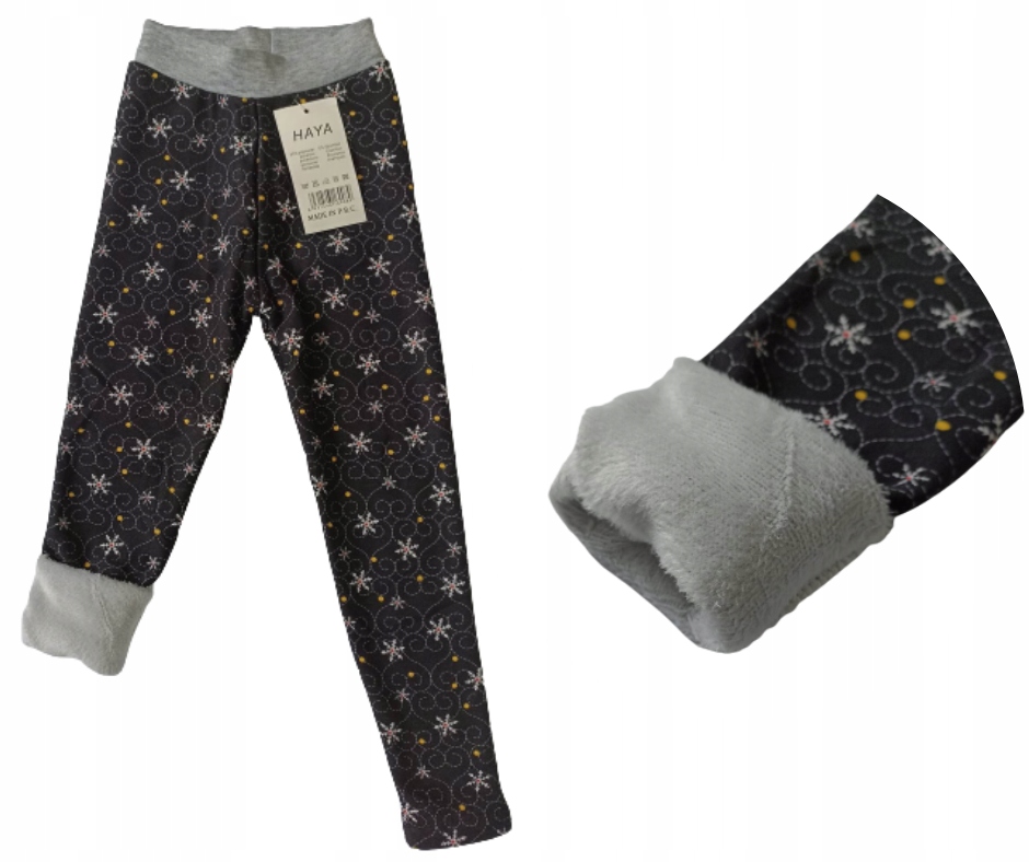 

Czarne legginsy getry ocieplane futerkiem 98/104