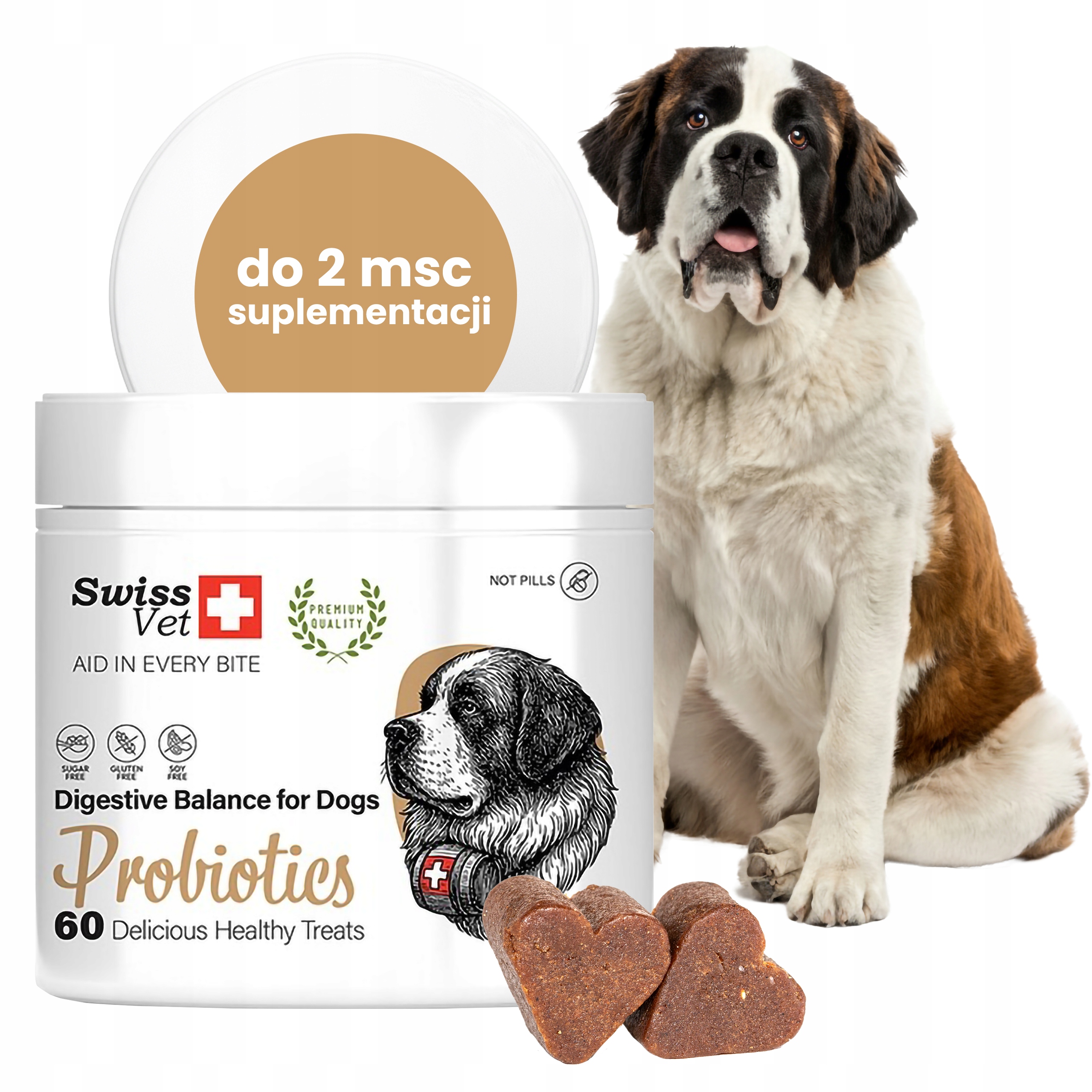 SwissVet – doplňky stravy pro psy, probiotika a prebiotika, 60 ks