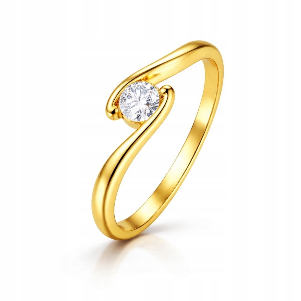 Prstýnek Plochý Zlatý 585 S Bílým Očkem Ručně Vyrobený Vel. 21