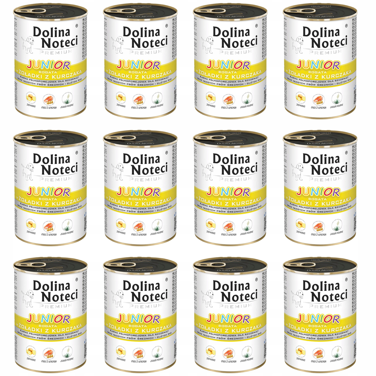 Levně Dolina Noteci Junior Krmivo mokré pro štěňata Žaludky Kuře 12 x 400 g