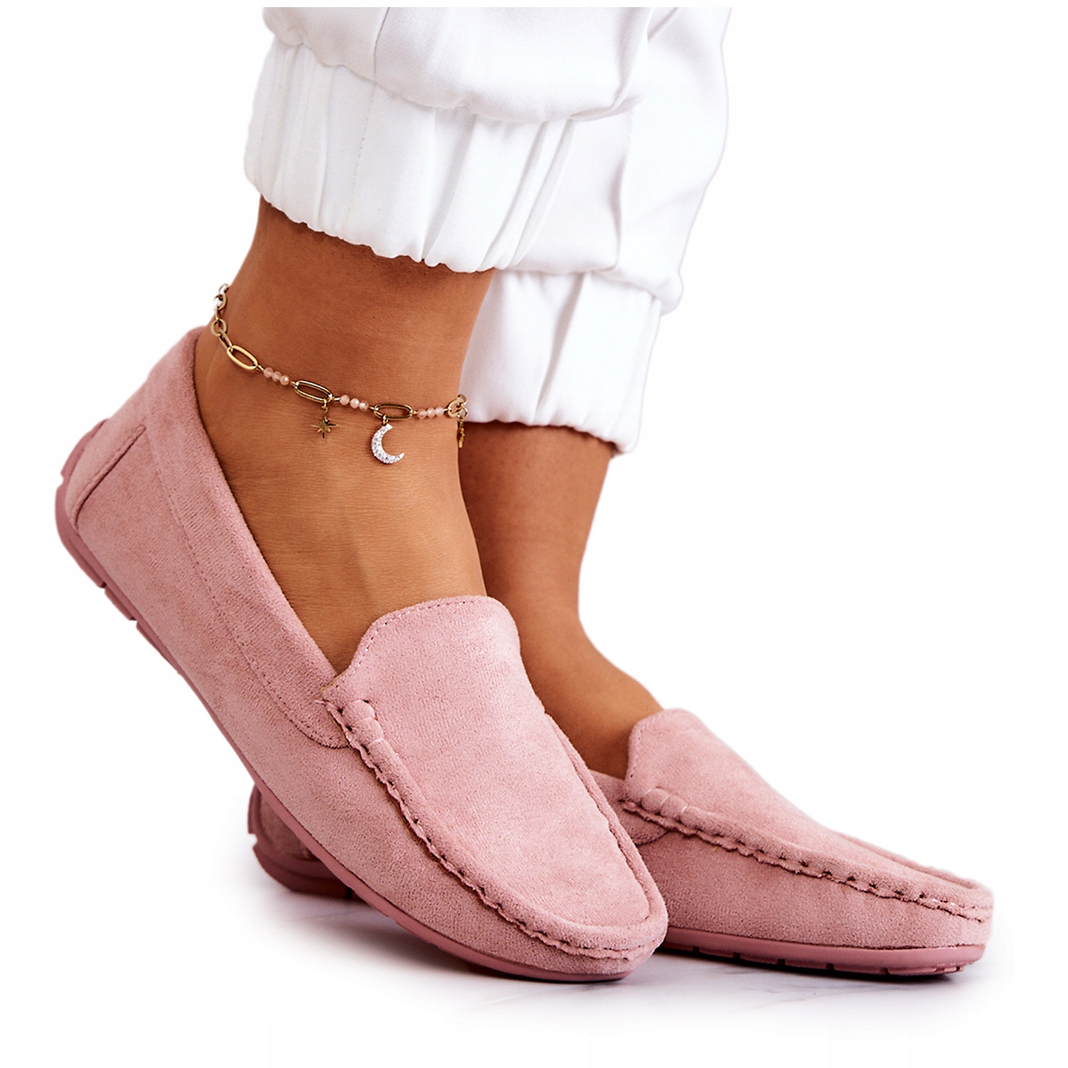 ZAMSZOWE RÓŻOWE MOKASYNY PROFILOWANA WKŁADKA 37