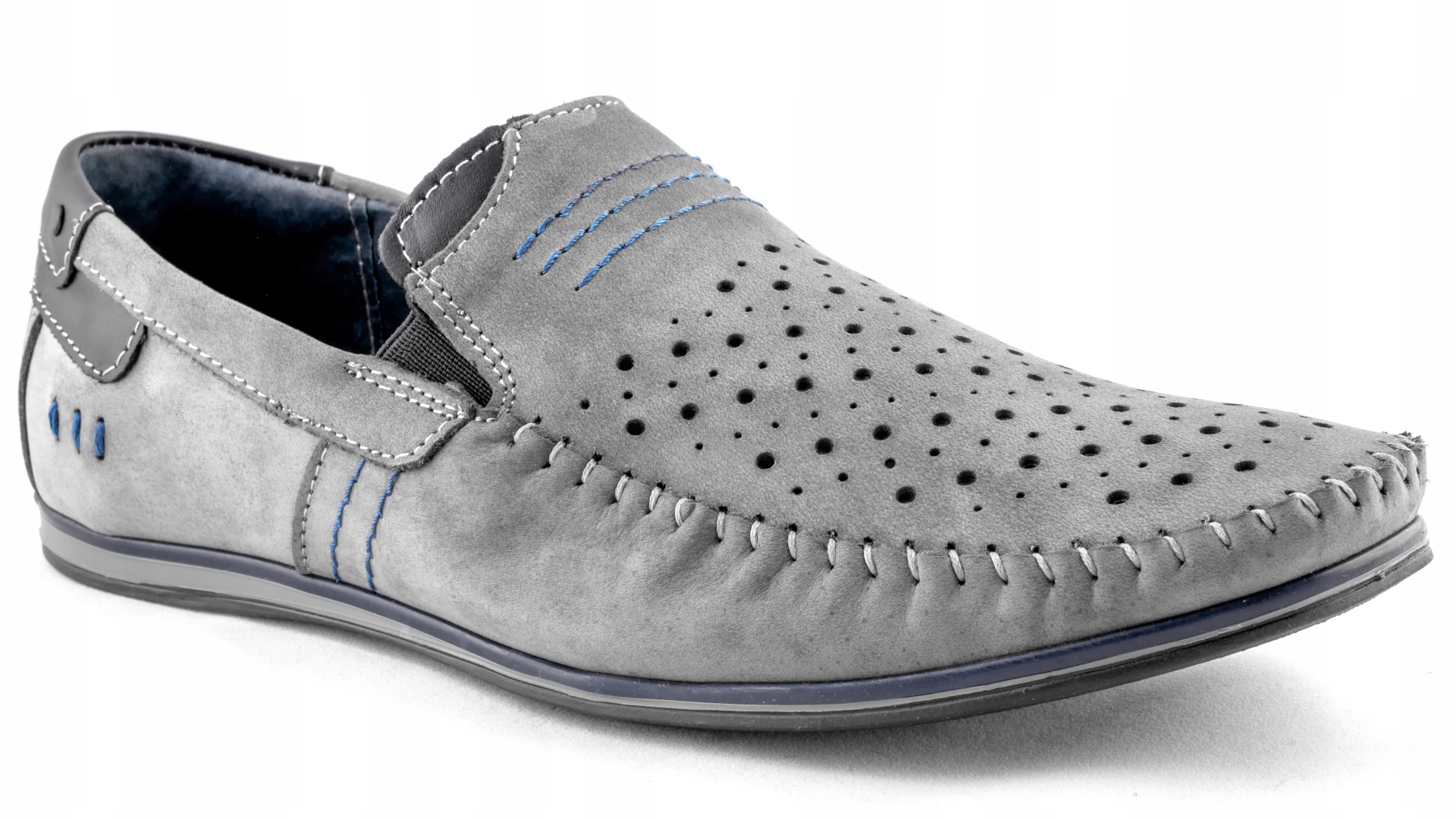 

Buty Letnie skórzane Polskie mokasyny szare 43