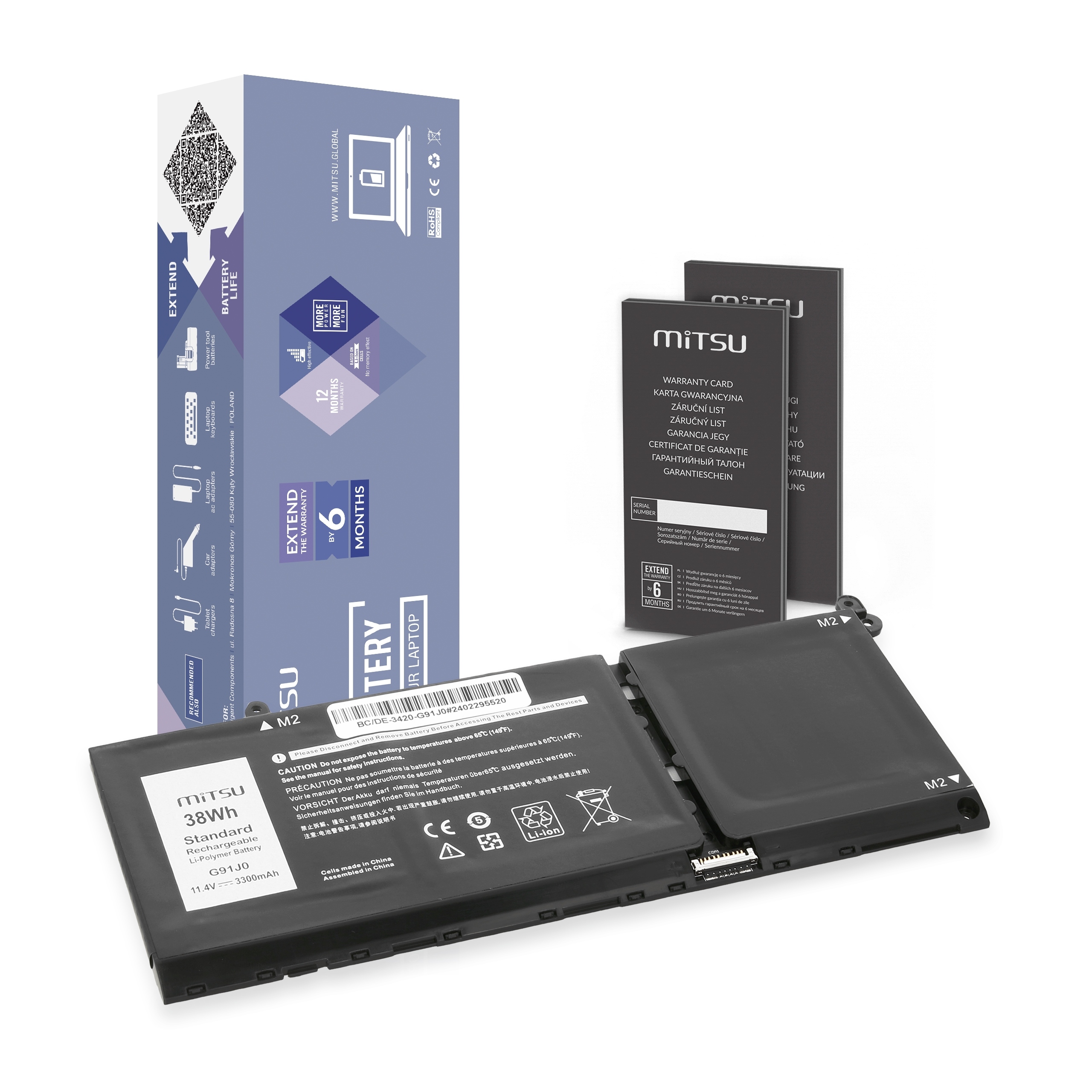 Bateria G91J0 PG8YJ MVK11 do Dell Latitude 14 (3420), Inspiron 15 (3511)