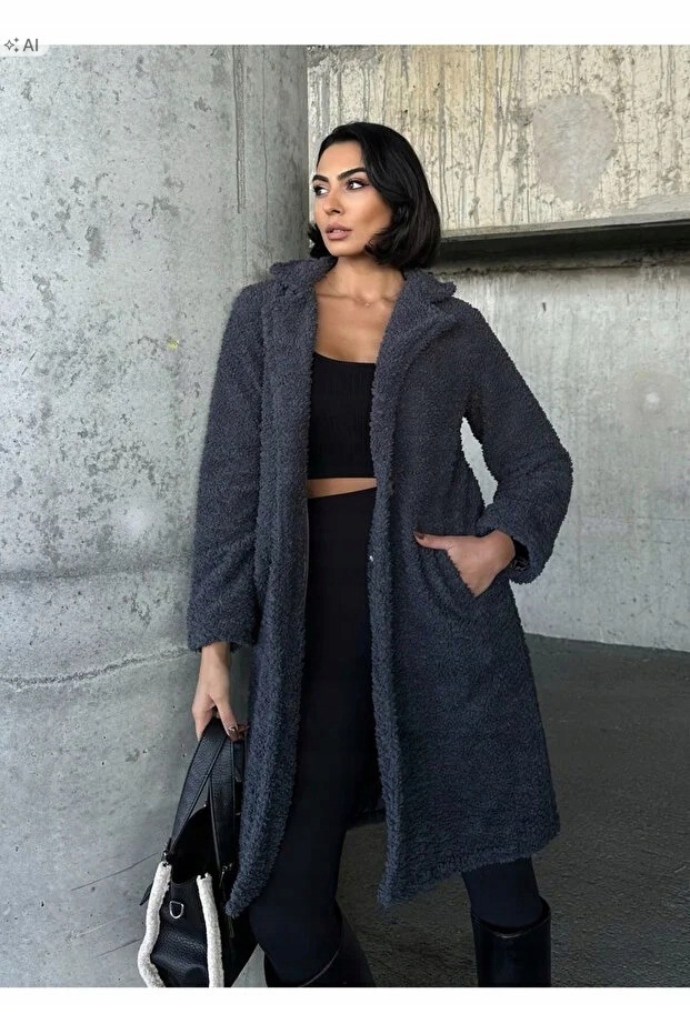 Dlouhá Měkká Dámská Plyšová Bunda V Minimalistickém Stylu XL 5IA