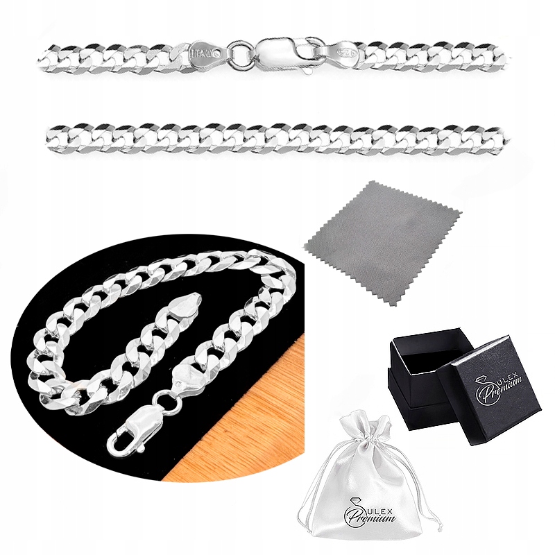 Stříbrný náramek ryzost 925 Pancerka 21 cm x 9 mm