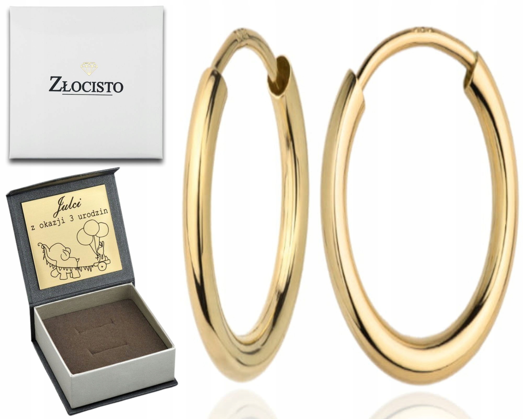 Zlaté Kruhové Náušnice Kolečka 585 Gravírování