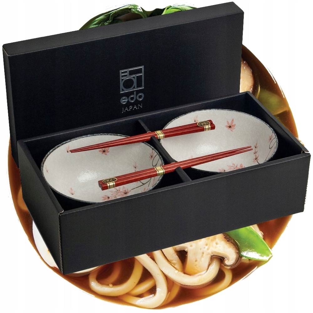 Levně Sada keramických světlých misek 17 cm na polévku Udon s tyčinkami Javorový List