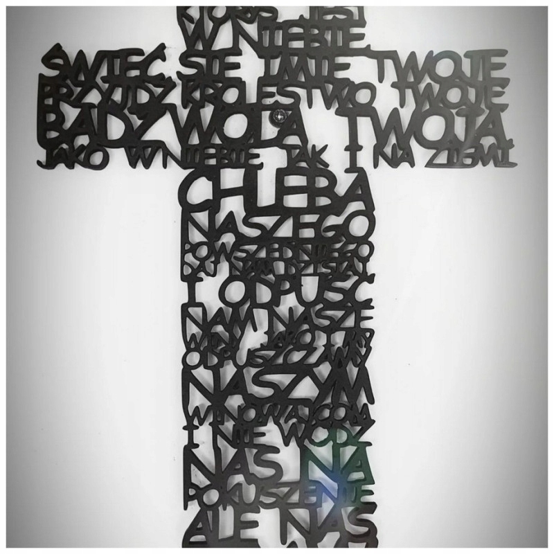 Moderní obraz do obýváku jídelny Kříž Přikázání dub 70x50cm