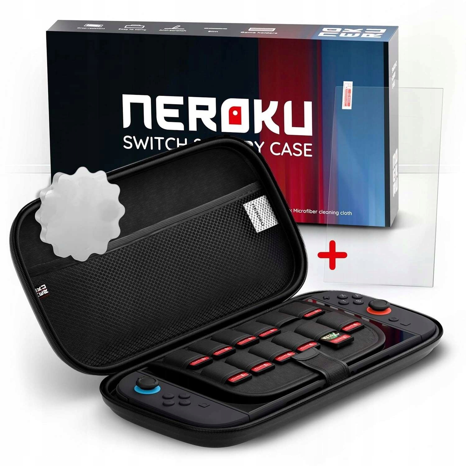 ZESTAW! Etui do Nintendo Switch 2 + szkło + miejsce na 12 gier, pancerne!