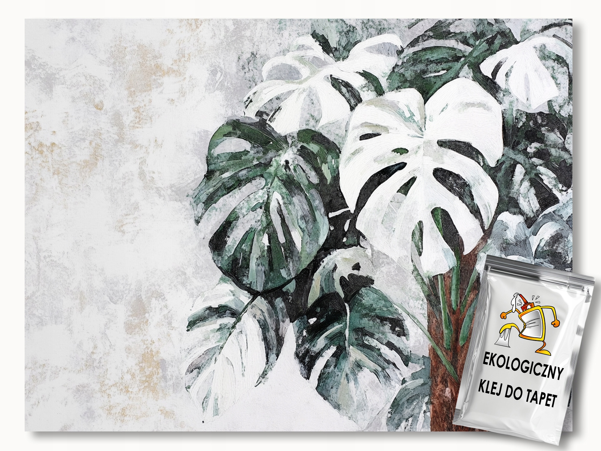 Fototapeta Flizelina Stěna Beton Rostlina Listy Monstera 208x146 130g
