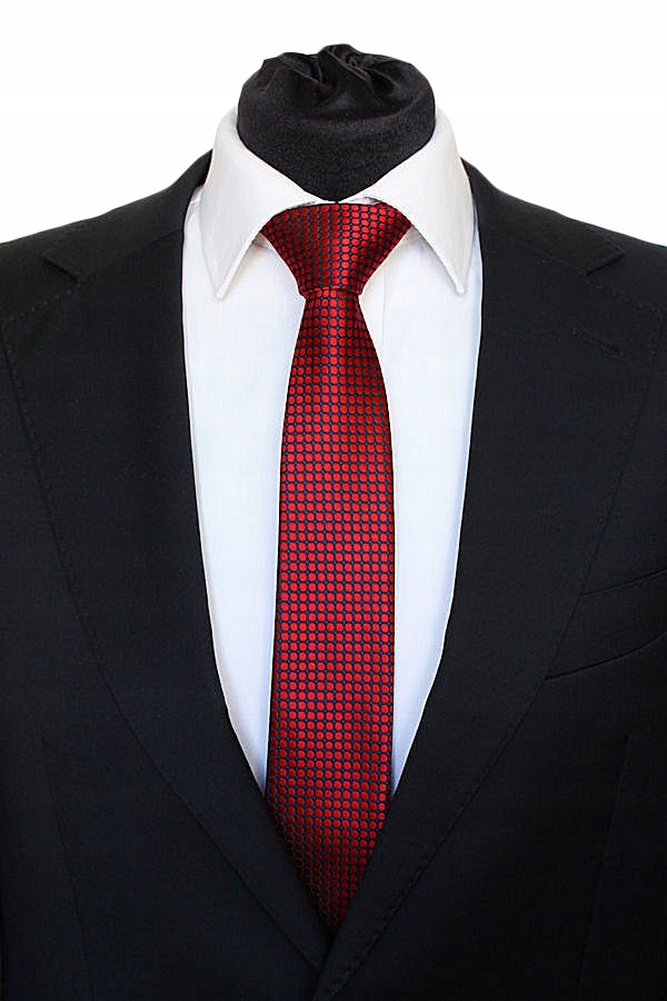 WĄSKI 6 cm KRAWAT SLIM CZERWONY W KROPKI