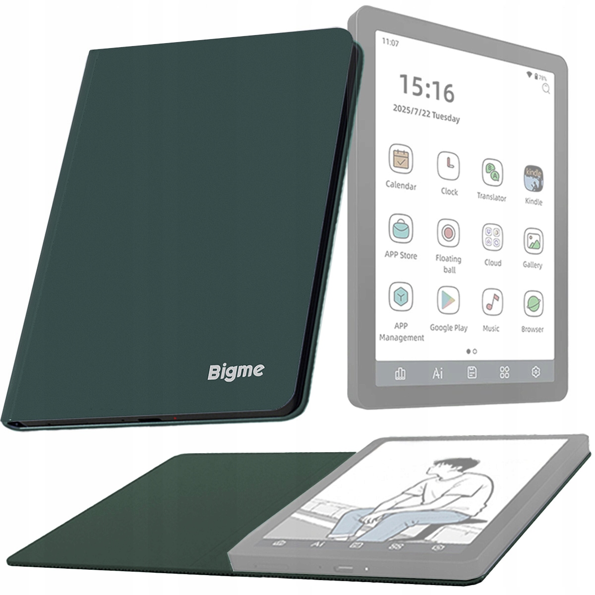 Pouzdro pro Bigme B6 Čtečku e-knih s klopou Zelená