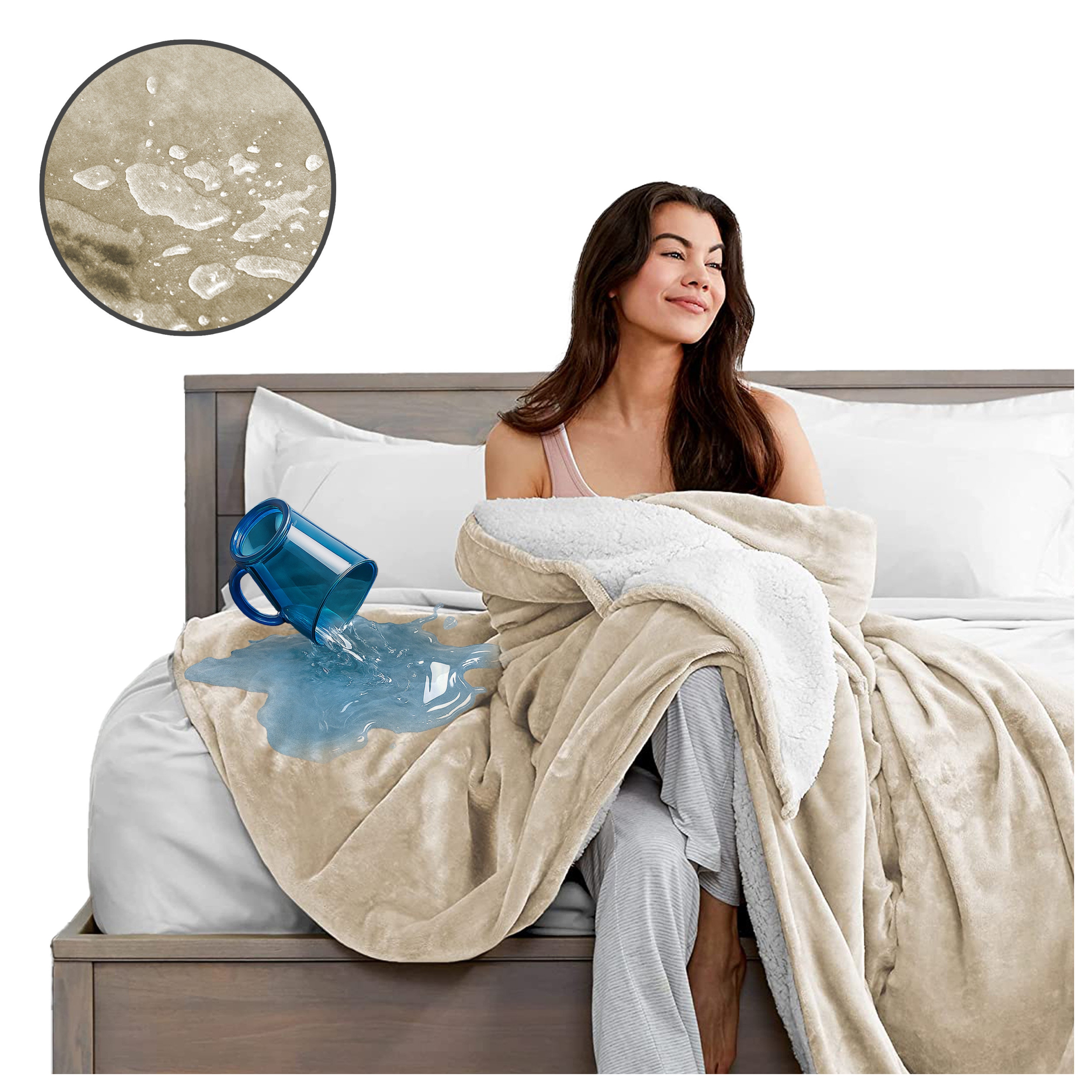 Koc Narzuta Wodoodporna Baranek 150x200 Dwustronny