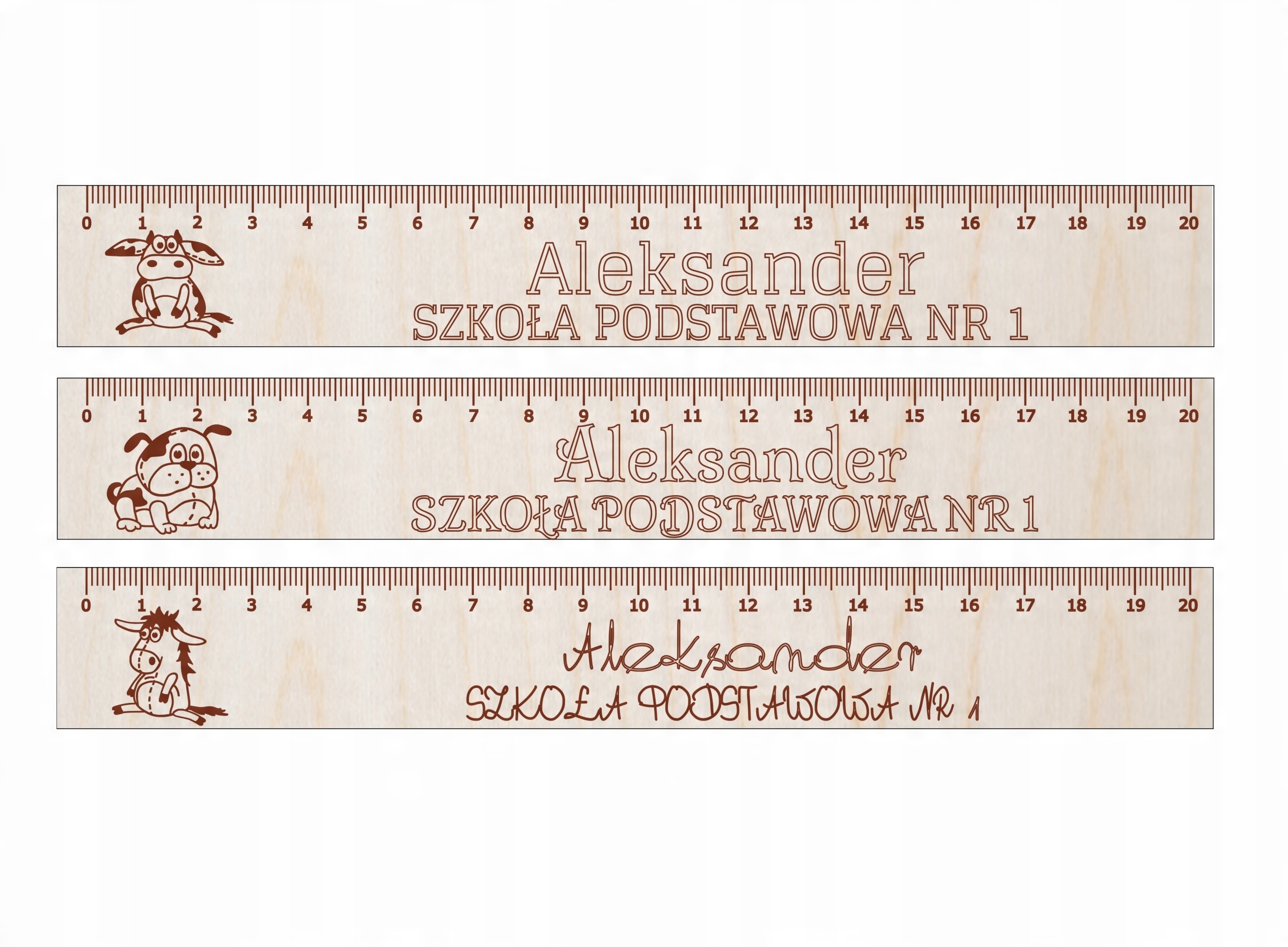 

Linijka drewniana Pasowanie Na Ucznia Imię