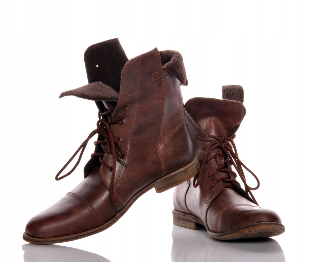 BUTY BULLET za kostką WYWIJANE brąz SKÓRA SZTYBLETY trzewiki CASUAL MEN 40 Marka Bullet