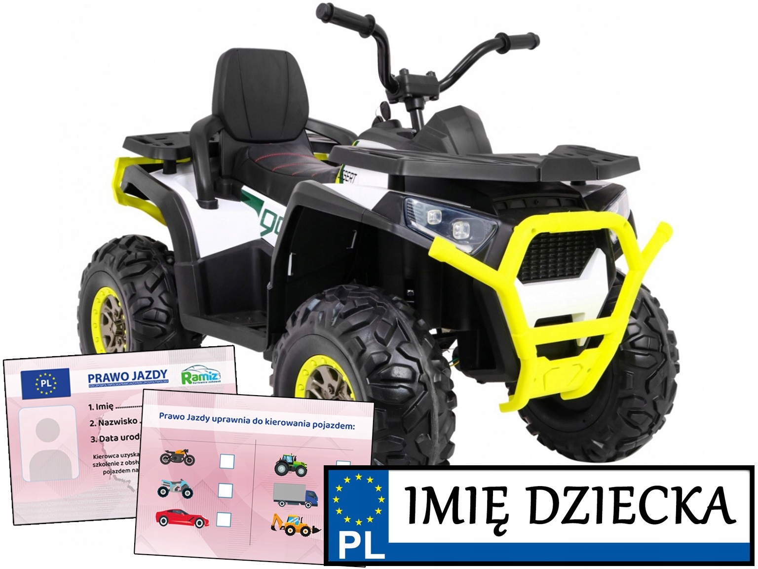 Pojazd Na Akumulator dla dzieci Quad Atv Desert zmienny napęd 4x4 Pilot