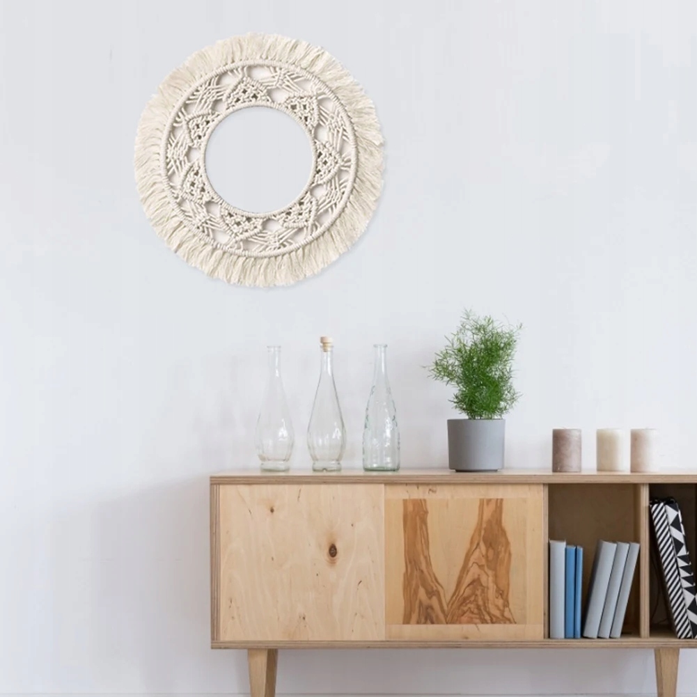 Round Macrame Mirror Decorative Wall Mirrors Boho Marka inna marka