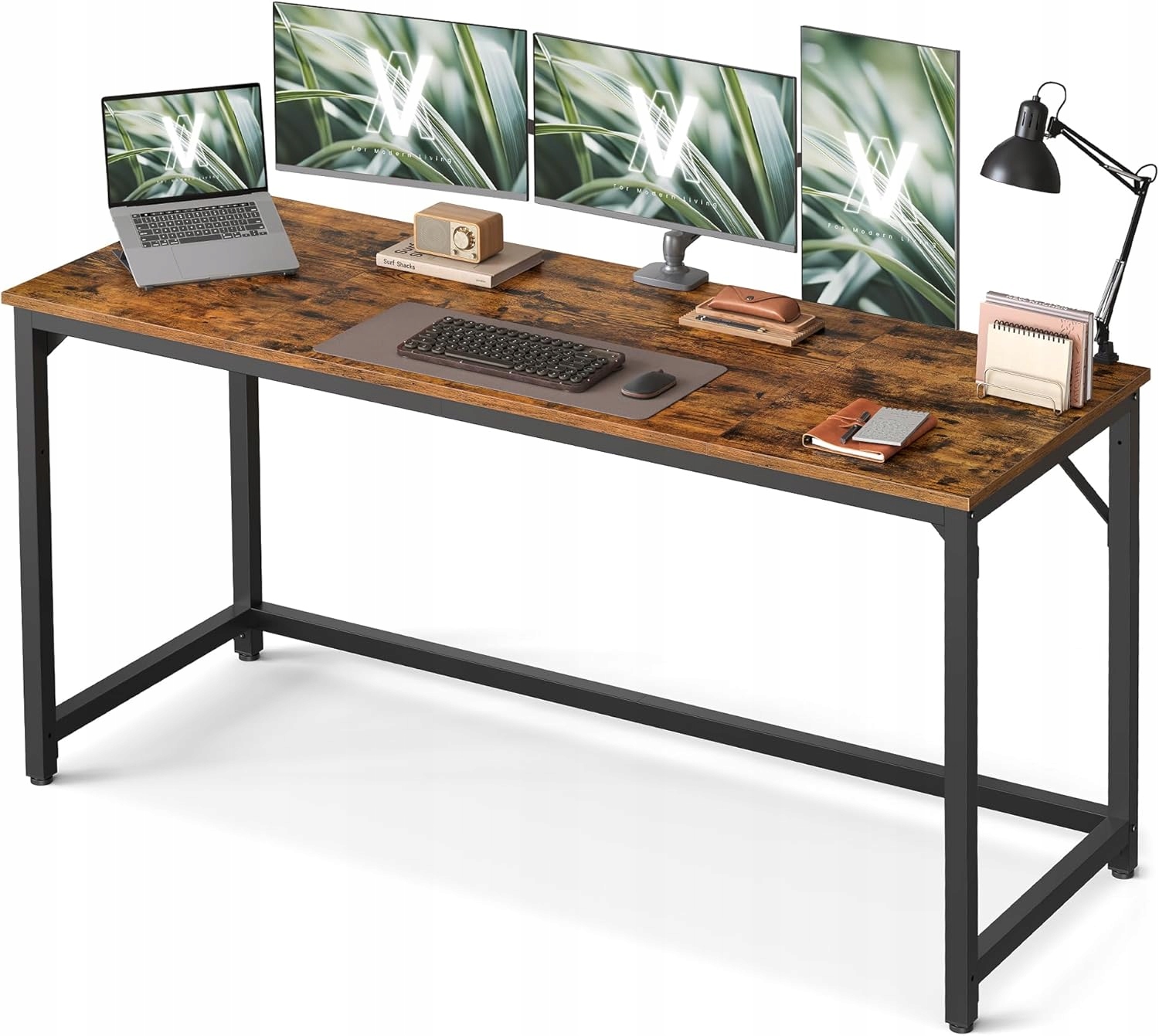 Počítačový Stôl 160X60 CM Veľký Pracovný Stôl Loft Čierny Pevný Do 50 Kg