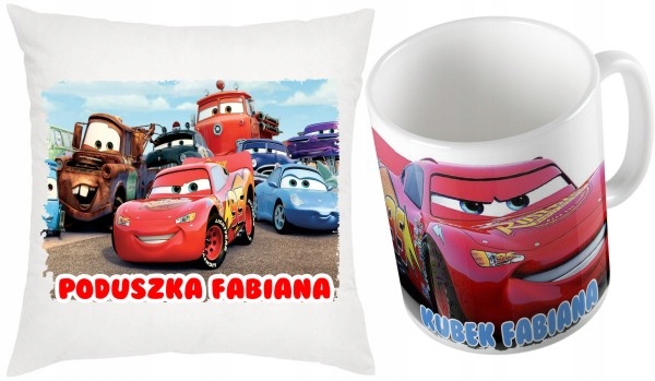 

Zestaw Kubek Poduszka Cars Auta Zygzak Imię