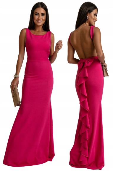 SUKIENKA OKOLICZNOŚCIOWA DŁUGA MAXI Z ODKRYTYMI PLECAMI NA WESELE PRZYJĘCIE