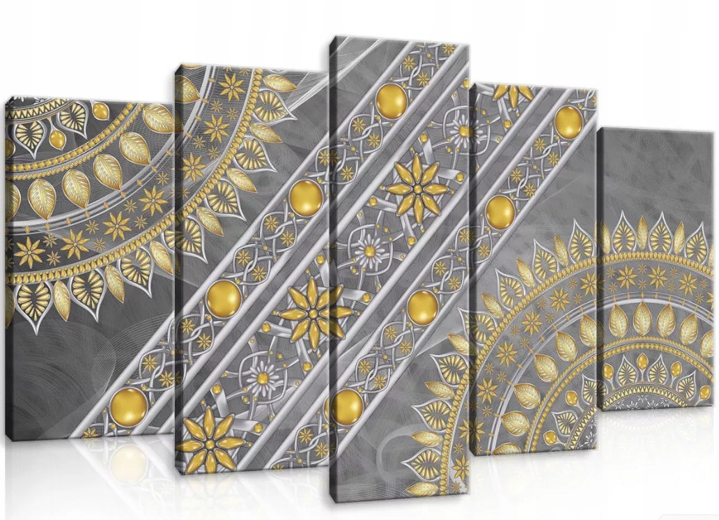 Obraz 100x60 Abstrakce ornament mandala zlatá šedá elegance luxus