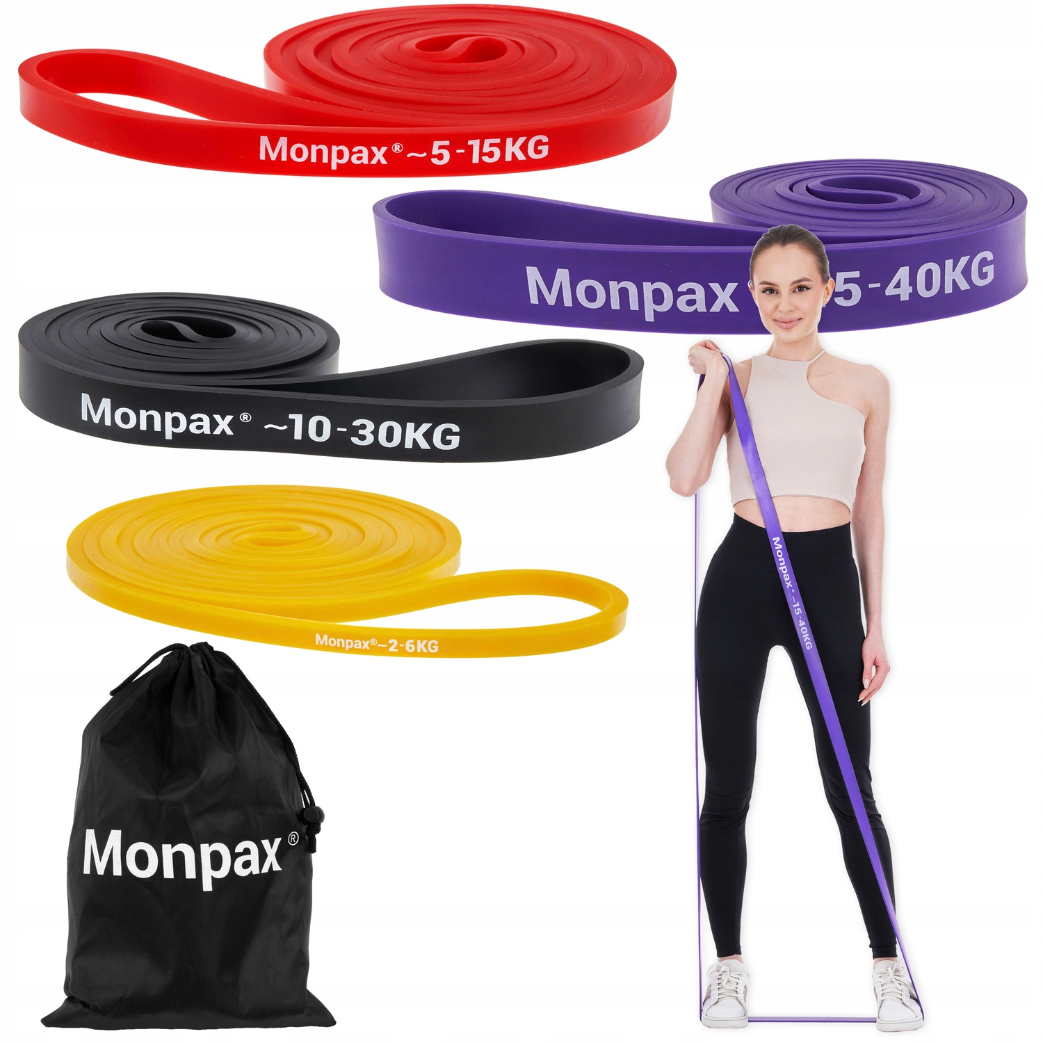 GUMY DO ĆWICZEŃ OPOROWE WYSOKA JAKOŚĆ POWER BANDS - ZESTAW 4 SZT