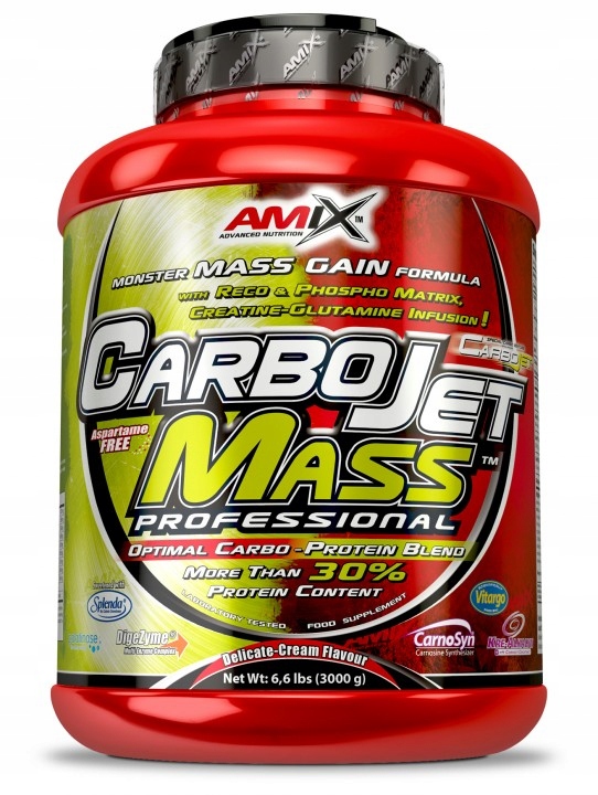 Amix Carbojet Mass Professional Gainer 3000g Sacharidovo-proteinový přípravek pro nárůst svalové hmoty