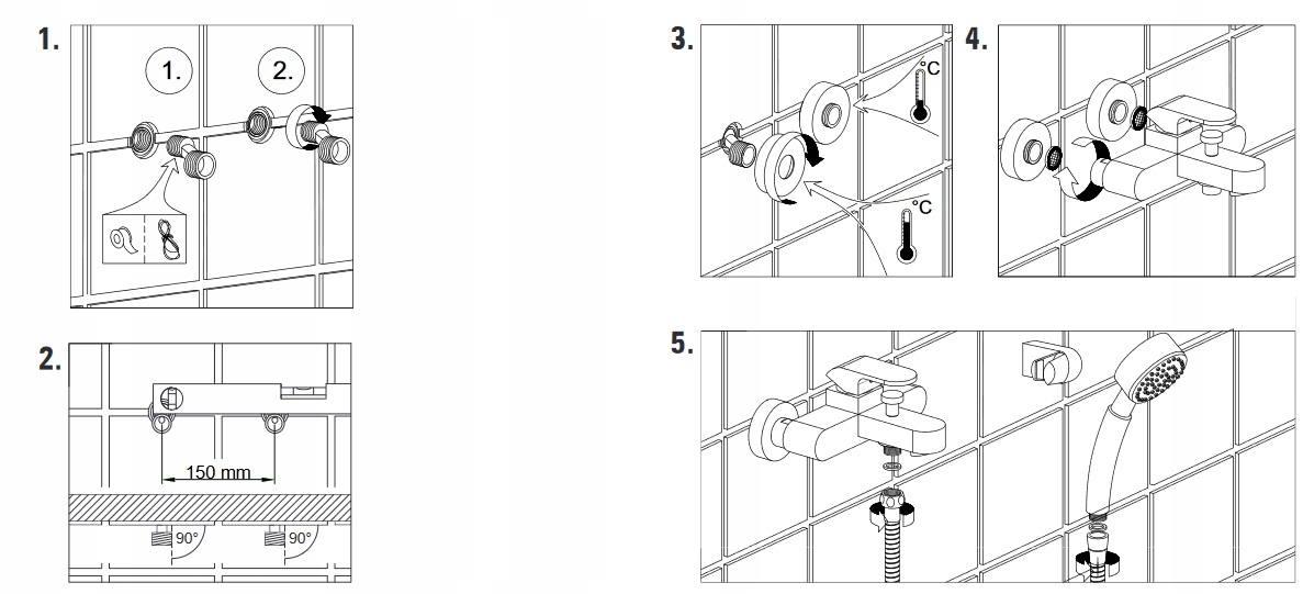BATERIA WANNOWA RETRO ŚCIENNA PRYSZNICOWA ROYAL Kod producenta BOS011D