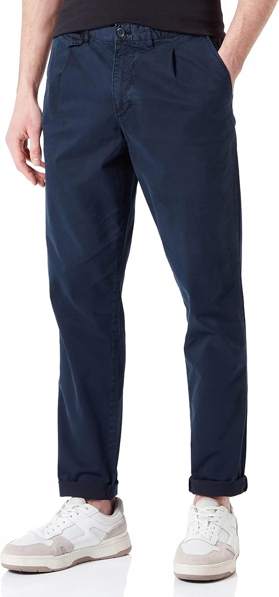 Tommy Hilfiger Modré Rovné Chinos Kalhoty S Manžetou 33/32 6BA