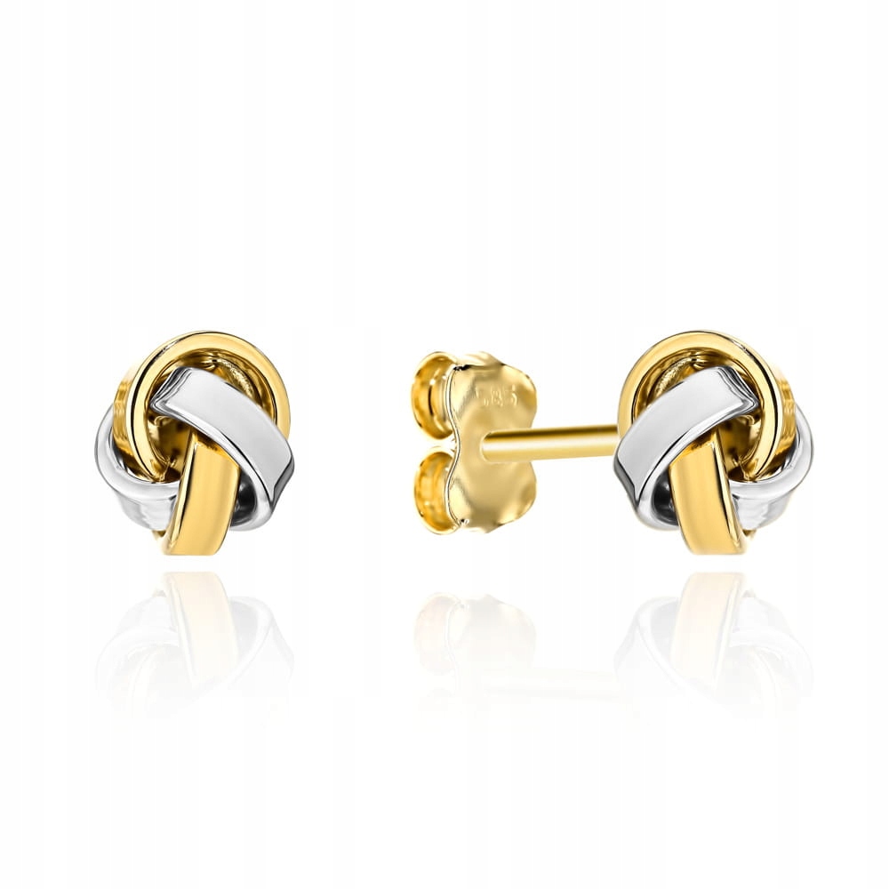 Zlaté Náušnice 585 s pleteným vzorem, moderní rhodiované, jako dárek pro maminku 14k