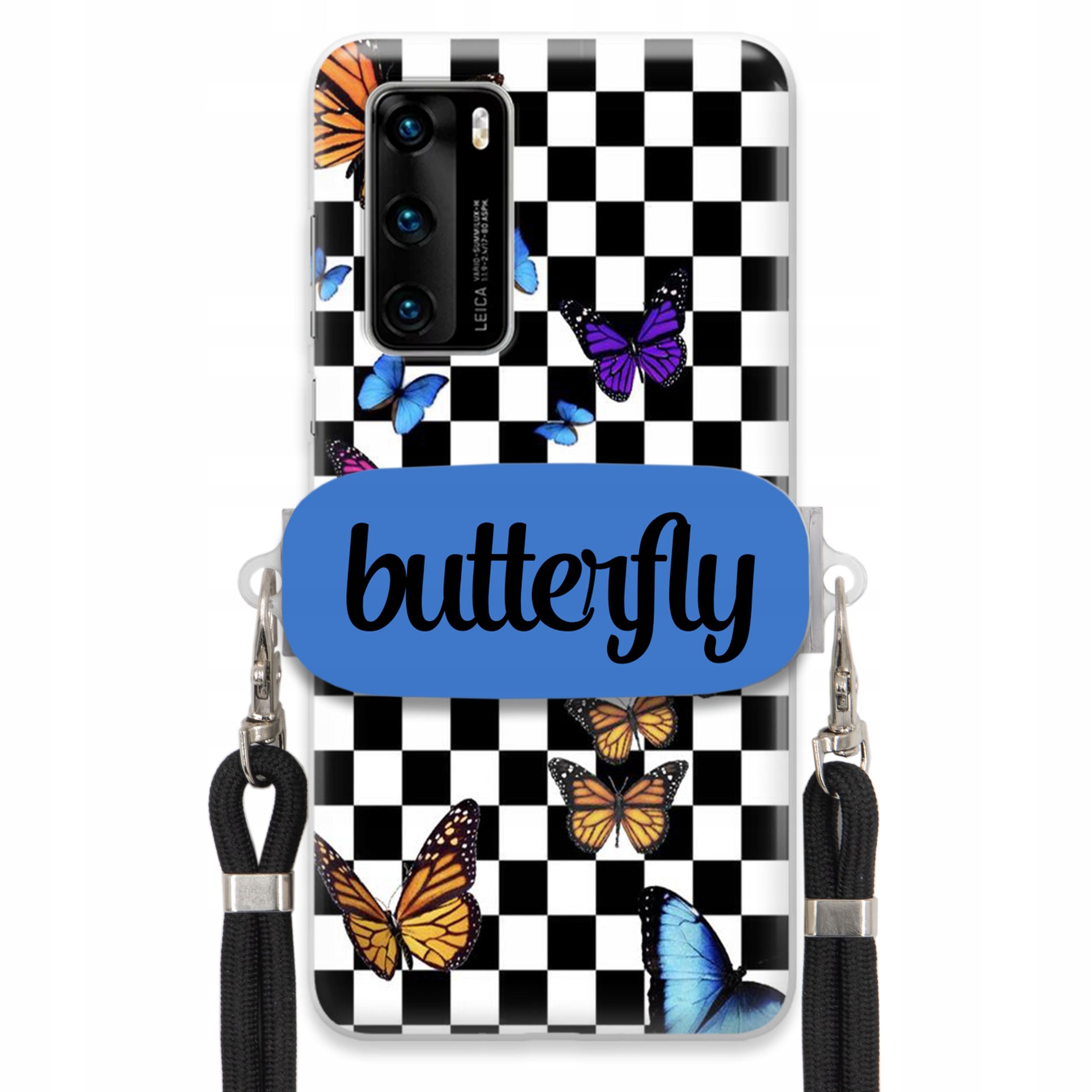 Pouzdro Pro Huawei Mate 40 Lite Case Obdélníkový Držák Vodítka Butterfly Motýli