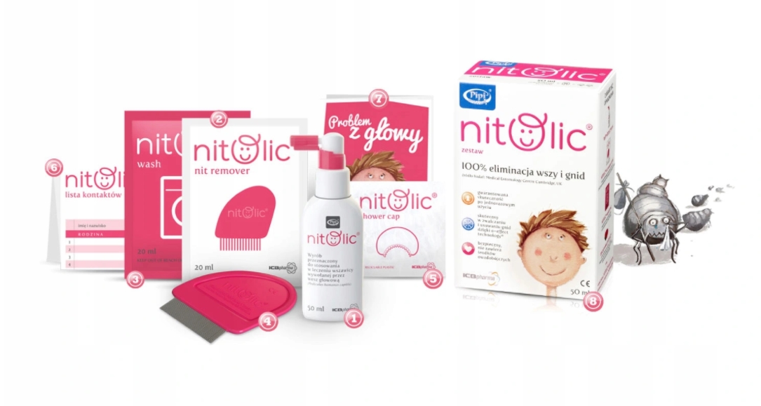 

Zestaw Środek Grzebień Na Wszy Gnidy Nitolic 50ML