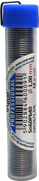Cyna do lutowania Sn60Pb40 SW26 1,0mm 16g fiolka Cynel