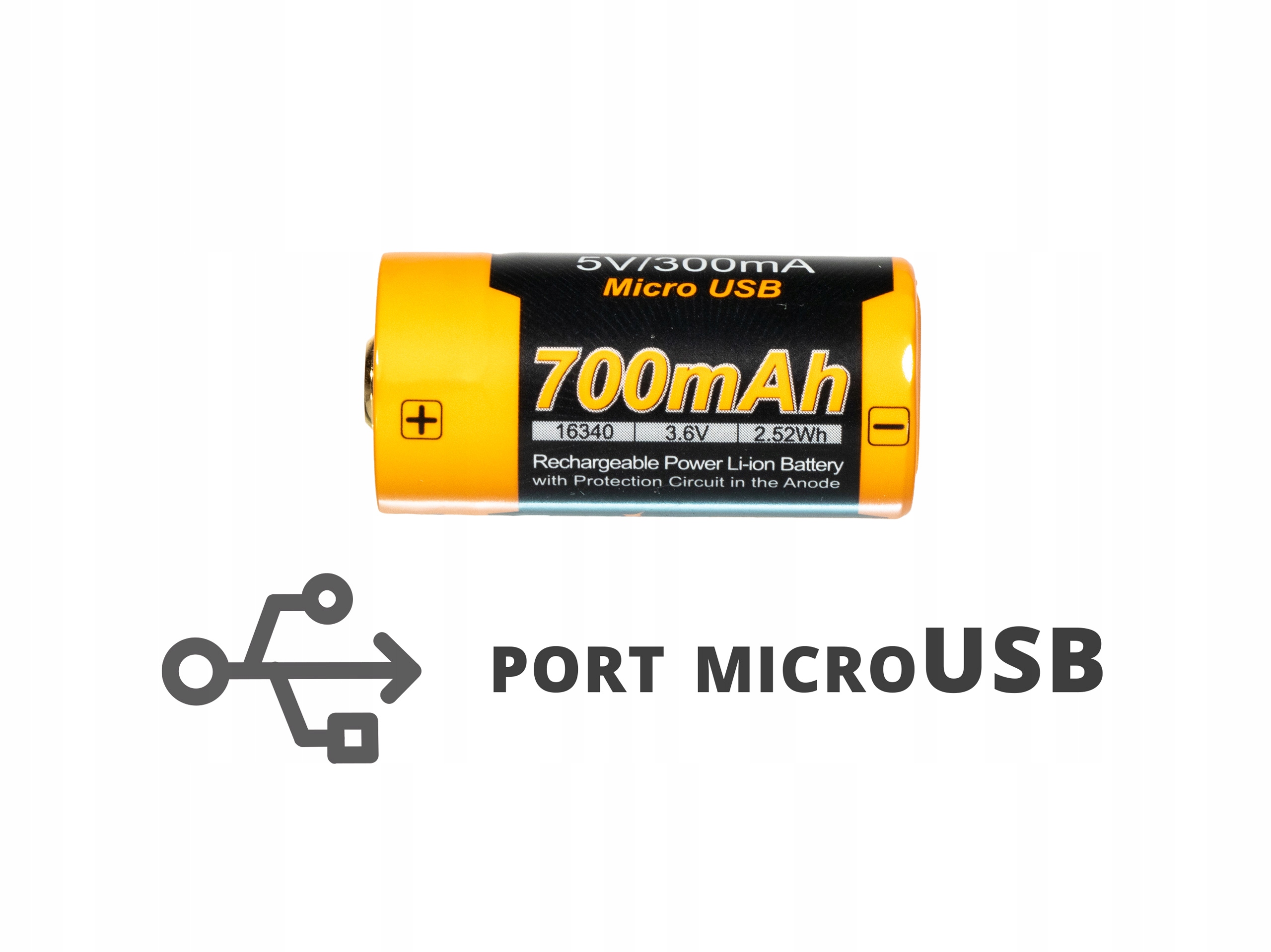 Akumulator Fenix USB 16340 RCR123 700mAh 3,6 V Marka Fenix