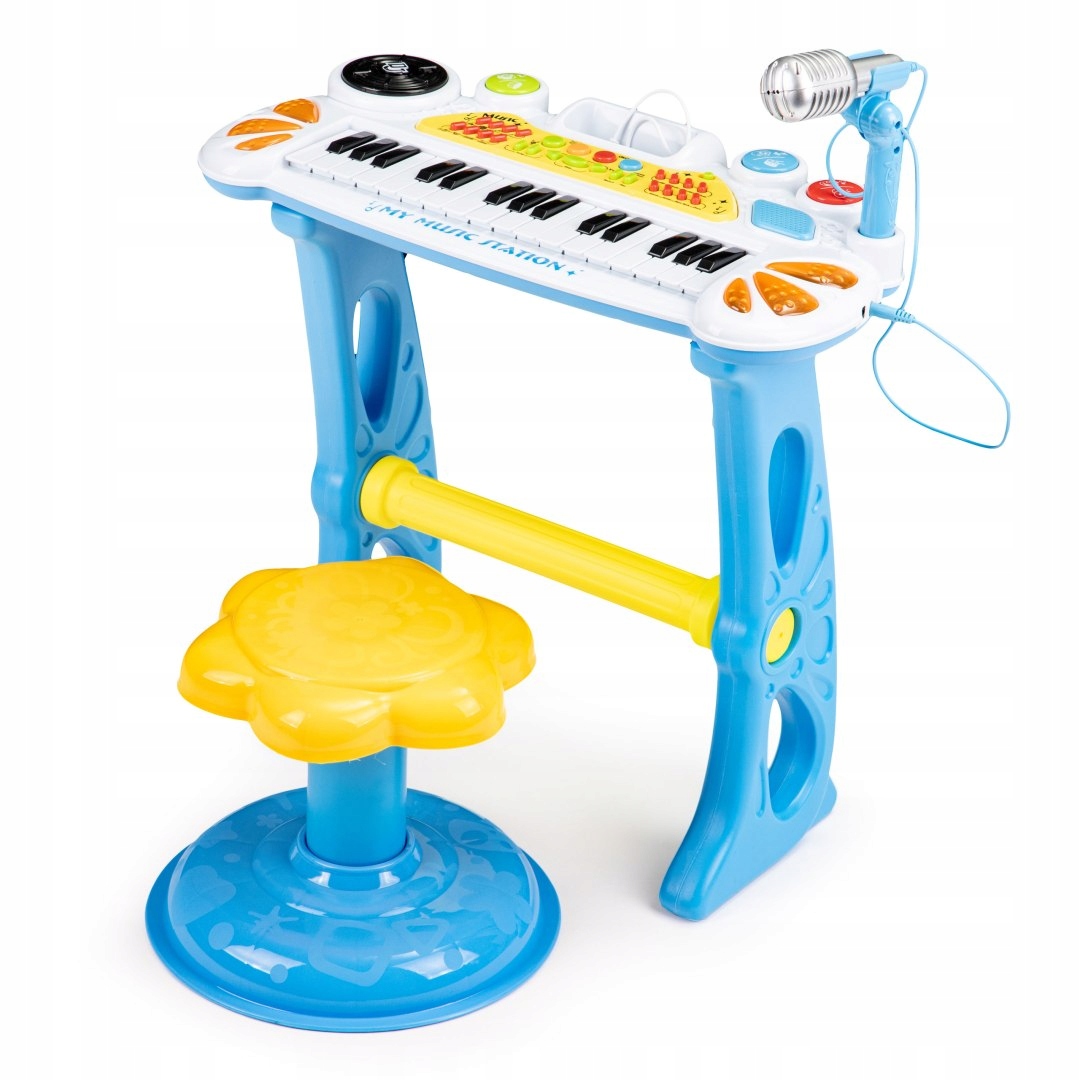Keyboard Organki Pianinko Z Mikrofonem Mp3 Niebieskie