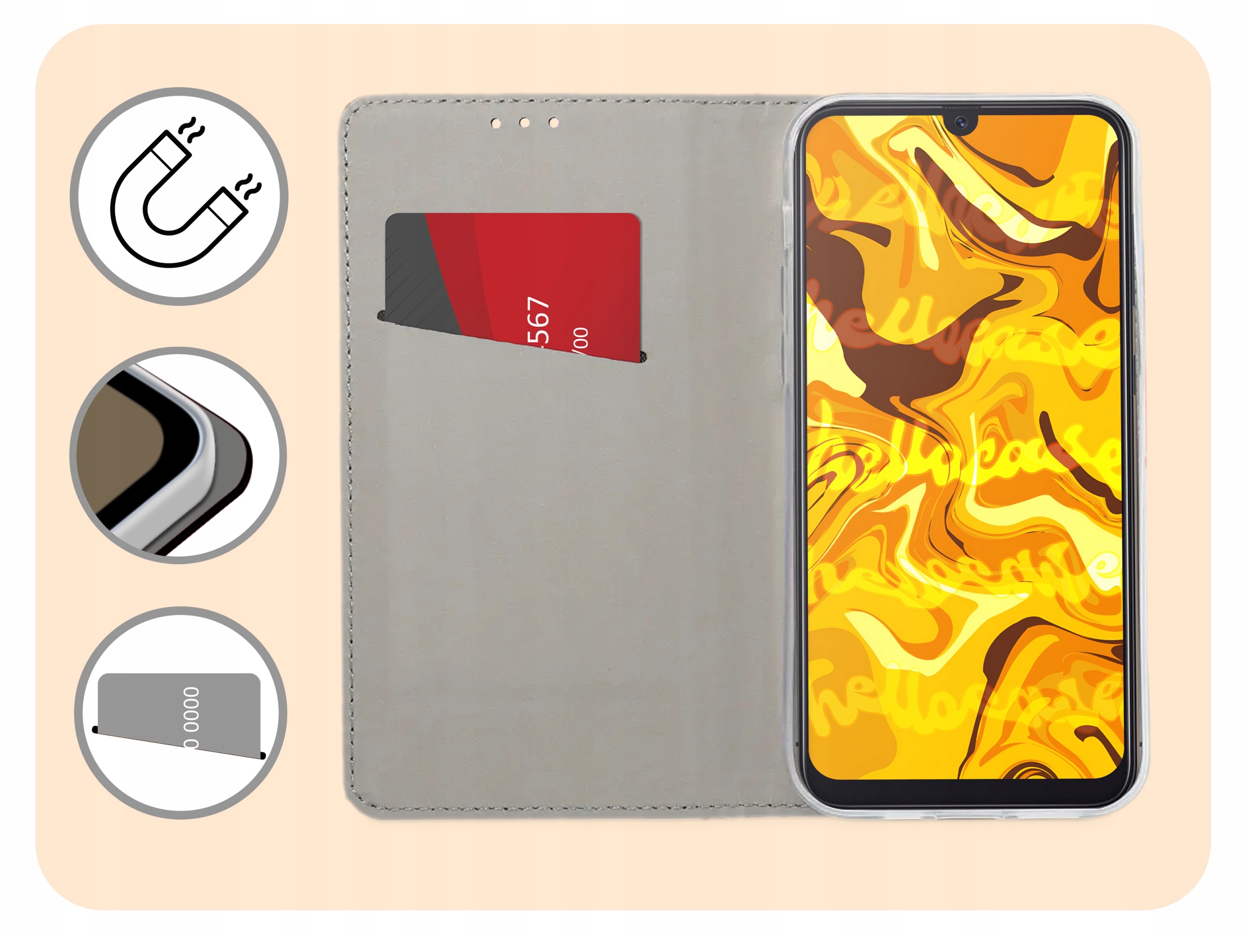 ETUI Z KLAPKĄ DO SAMSUNG GALAXY A50 / A30S / A50S CZARNE ZAMYKANE KABURA Marka Hello Case