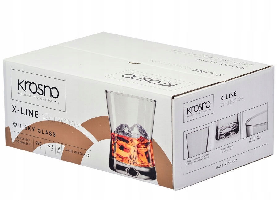 KROSNO zestaw szklanek X-line 6x290ml i 6x300ml Pojemność 300 ml