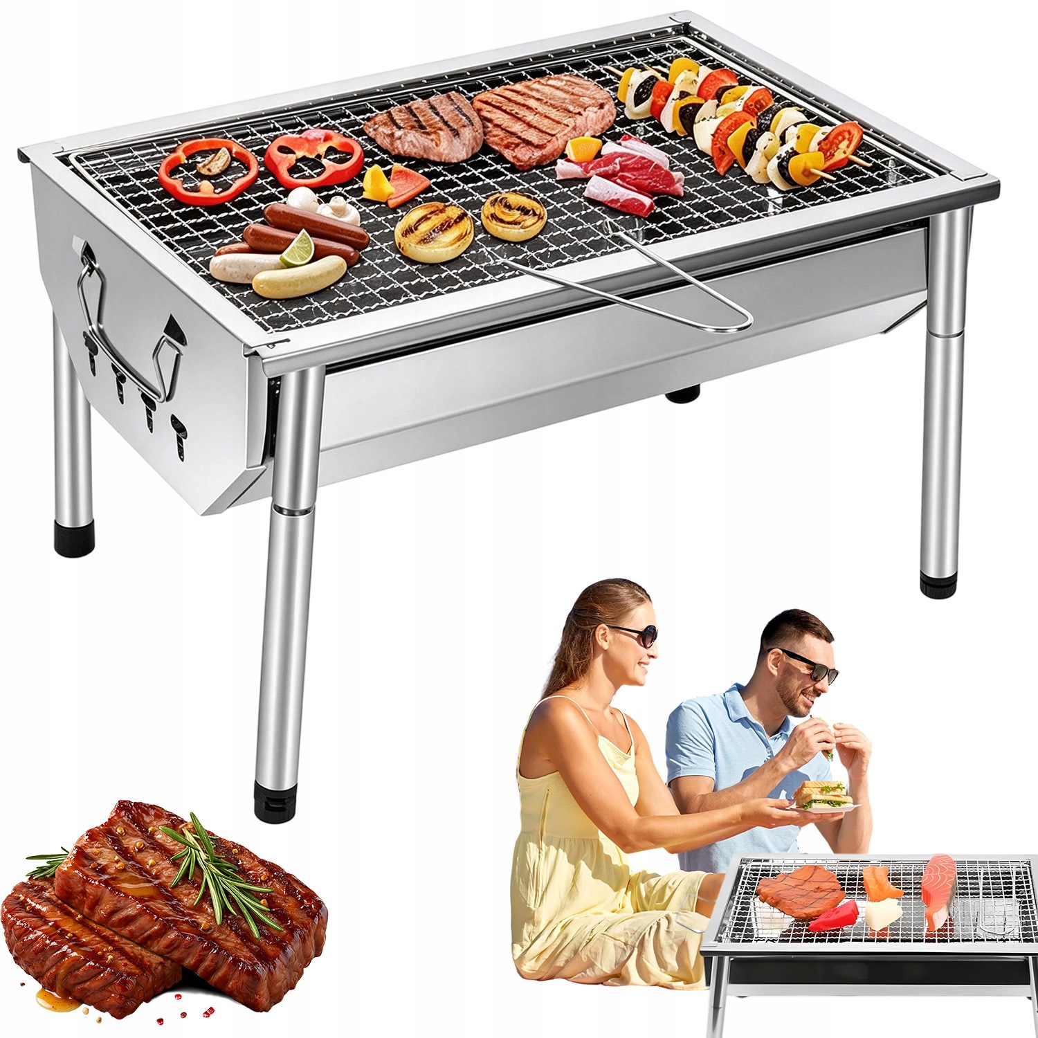 Turistický Skládací Uhlíkový Přenosný Zahradní Gril Bbq 40X28X21.5 CM